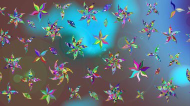 Raster illüstrasyonu. Raster çiçekleri klasik tarzda çizilmiş. Yumuşak, mavi renkte bahar çiçekleri. Çiçekli yumuşak çizim deseni.