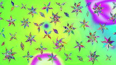 Yeşil renkli çiçekler. Çiçekli eskiz çizimi. Renkli Yaz Temalı eskiz kalıbı. Düz Çiçek Elementleri Tasarımı.