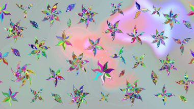 Raster. Kumaş, tekstil, duvar kağıdı baskısı için. Eskiz geçmişi. Raster illüstrasyonu. Tomurcukları çiçek olan sevimli bir çiçek deseni. Antika retro tarzı.