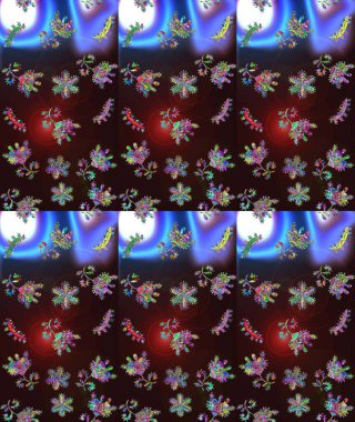 Kar taneleri tasarımı. Son moda kar taneleri ve elementler onun kartlarını gösteriyor. Retro tarzı, kış elementleri. Modern soyut tasarım posteri, kapak, kahverengi, mavi ve mor renkli kart tasarımı.