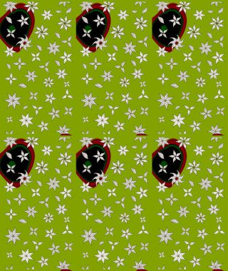 Raster illüstrasyonu. Çiçekli karalama şeklinde Raster çiçek deseni. Yumuşak, yeşil renkte bahar çiçekleri.