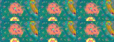 Mavi renkte çiçek çizimi. Çiçek deseni. Raster illüstrasyonu. Şatafatlı bahar bahçesi dokusu. Mavi renkte çiçekler.