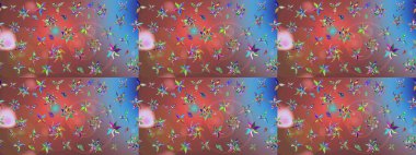 Renkli Bahar Teması eskiz kalıbı. Çiçek deseni. Düz Çiçek Elementleri Tasarımı. Raster çizimi. Güzel kumaş deseni..