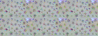 Şirin çiçekler. Raster Moda kumaş deseni. Çizgi çizimi deseni.