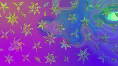 Raster illüstrasyonu. Mor renklerde. Çiçekli güzel suluboya desen.