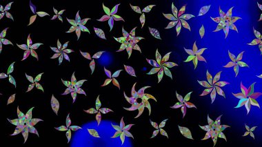 Sevimli çiçek raster deseni. Renkli Yaz Temalı eskiz kalıbı. Düz Çiçek Elementleri Tasarımı. Modaya uygun kumaş deseni.