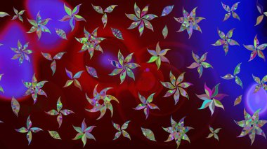 Raster illüstrasyonundaki çiçek desenli çizim. Suluboya tarzında kahverengi renkte çiçekler.