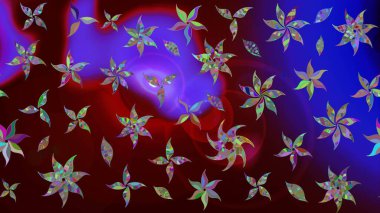 Asya tekstil tarzında. Güzel kumaş deseni. Raster illüstrasyonu. Düz Çiçek Elementleri Tasarımı. Renkli Bahar Teması eskiz kalıbı. Çiçek desenini çiz.