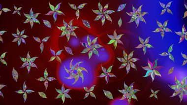 Asya tekstil tarzında. Kahverengi renkli çiçekler. Düz Çiçek Elementleri Tasarımı. Çiçek desenli çizim. Renkli Bahar Teması eskiz kalıbı. Raster illüstrasyonu.