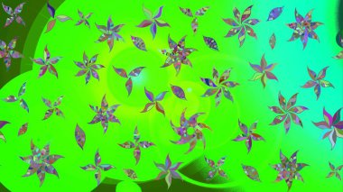 Raster illüstrasyonu. Çiçek deseni. Şatafatlı bahar bahçesi dokusu. Yeşil renkli çiçekler. Yeşil renkte çiçek çizimi.