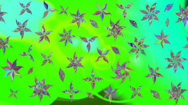 Güzel kumaş deseni. Raster illüstrasyonundaki çiçek desenli çizim. Yeşil renklerde. Raster illüstrasyonu.