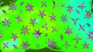 Raster illüstrasyonu. Yeşil renkli çiçekler. Küçük çiçekte sevimli çiçek deseni var..