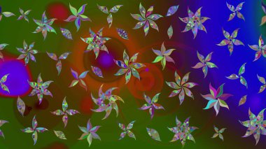 Düz Çiçek Elementleri Tasarımı. Renkli Bahar Teması eskiz kalıbı. Yeşil renkli çiçekler. Güzel çiçek deseni..