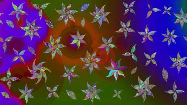 Raster illüstrasyonu. Suluboya, elle çizilmiş. Kahverengi yapraklı yabani çiçekler. Taslak arkaplan deseni.