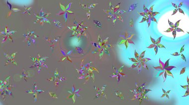 Düz Çiçek Elementleri Tasarımı. Raster illüstrasyonundaki çiçek desenli çizim. Renkli Bahar Teması eskiz kalıbı. Güzel kumaş deseni.