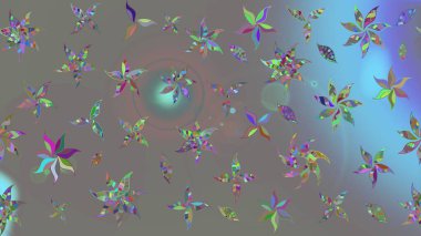 Raster Illustrasyon 'daki Çiçek Deseni' nin son moda çizimi. Düz Çiçek Elementleri Tasarımı. Renkli Yaz Temalı eskiz kalıbı. Güzel kumaş deseni.