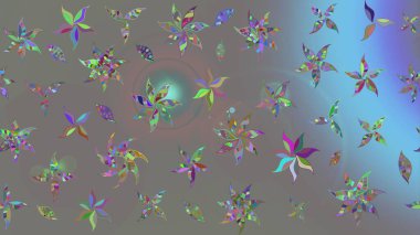 Raster illüstrasyonu. Klasik çiçek tasarımı elementleri. Gri kıvırcık çiçekler gri renkte şekillenir.