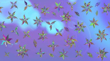 Raster güzel kumaş deseni çiziyor. Çiçek deseni. Düz Çiçek Elementleri Tasarımı. Renkli Bahar Teması çizim şablonu.