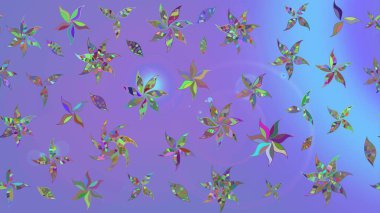 Şirin çiçekli eskiz deseni ve mor renkli yapraklar, suluboya çiçek deseni, duvar kağıdı, kart veya kumaş için fayanslı. Raster illüstrasyonu.