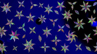 Küçük çiçekteki sevimli çiçek deseni. Raster illüstrasyonu. Raster deseni. Soyut çiçek çizim kalıbı arka planı. Mavi renklerde.
