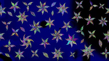 Modern, mavi raster arka plan duvar kağıdı çizimi, klasik çizgili desenli desenli çiçekler, çiçekli süsler. Çiçekli el çizimi çizimi deseni.