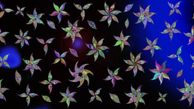 Siyah renkli çiçekler. Raster illüstrasyonu. Raster illüstrasyonu. Asya tekstil tarzında. Çiçek desenini çiz.