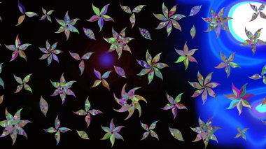 Raster illüstrasyonundaki çiçek desenli çizim. Siyah renkte çiçekler.