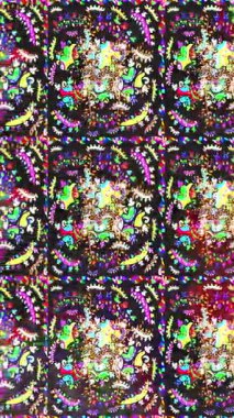 Renkli unsurlarla hareketli arka plan görüntüleri. Çiçekler. Eski model. Bayrak tarzı. Video kaydı. Şablon. Döngü. Kusursuz..