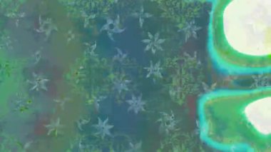 Renkli unsurlarla hareketli arka plan görüntüleri. Çiçekler. Eski model. Bayrak tarzı. Altın, altın. Video kaydı. Şablon.