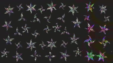 Renkli unsurlarla hareketli arka plan görüntüleri. Çiçekler. Eski model. Bayrak tarzı. Altın, altın. Video kaydı. Şablon.