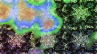 Renkli unsurlarla hareketli arka plan görüntüleri. Çiçekler. Eski model. Bayrak tarzı. Video kaydı. Şablon. Döngü. Kusursuz..