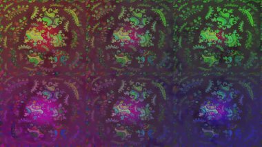 Renkli unsurlarla hareketli arka plan görüntüleri. Çiçekler. Eski model. Bayrak tarzı. Video kaydı. Şablon. Döngü. Kusursuz..