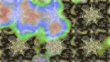 Renkli unsurlarla hareketli arka plan görüntüleri. Çiçekler. Eski model. Bayrak tarzı. Video kaydı. Şablon. Döngü. Kusursuz..