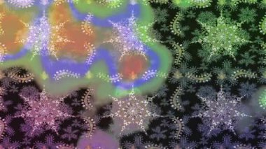 Renkli unsurlarla hareketli arka plan görüntüleri. Çiçekler. Eski model. Bayrak tarzı. Video kaydı. Şablon. Döngü. Kusursuz..