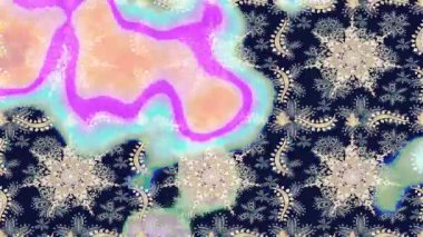 Renkli unsurlarla hareketli arka plan görüntüleri. Çiçekler. Eski model. Bayrak tarzı. Video kaydı. Şablon. Döngü. Kusursuz..