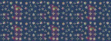 Raster illüstrasyonundaki çiçek desenli çizim. Mavi renkte çiçekler.