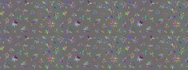 Düz Çiçek Elementleri Tasarımı. Renkli Bahar Teması eskiz kalıbı. Süslü kumaş deseni. Raster illüstrasyonunda çiçek deseni çizimi.