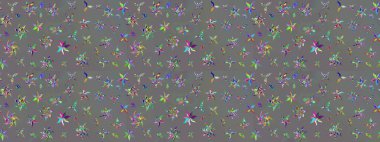 Düz Çiçek Elementleri Tasarımı. Renkli Bahar Teması eskiz kalıbı. Raster Şirin kumaş deseni. Eskiz klasiği.