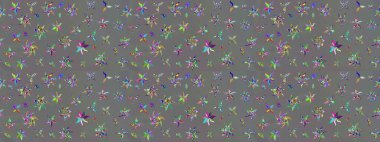 Asya tekstil tarzında. Raster illüstrasyonu. Gri renkli çiçekler. Raster illüstrasyonu. Çiçek desenini çiz.