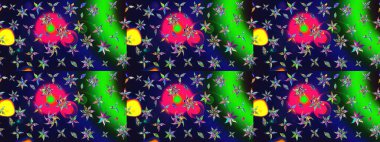 Düz Çiçek Elementleri Tasarımı. Sevimli çiçek raster deseni. Renkli Yaz Temalı eskiz kalıbı. Modaya uygun kumaş deseni.