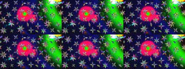 Raster illüstrasyonundaki çiçek desenli çizim. Gri renkli çiçekler.