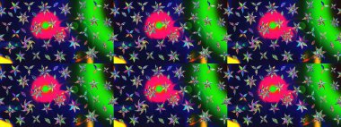 Raster illüstrasyonu. Gri renklerde. Gri renkli gri papatya deseni.