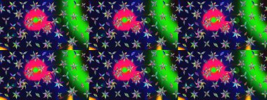 Şirin çiçek elementleri. Raster illüstrasyonu. Düz Çiçek Elementleri Tasarımı. Renkli Bahar Teması eskiz kalıbı. Çizim deseni Modaya uygun kumaş deseni.