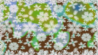 Kusursuz desenli, yeşil renkli parlak çiçekli halı..