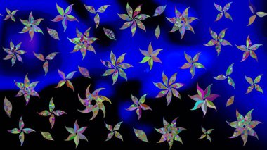 Çiçekler, dallar, bitkiler ve çiçekler. Güzel kumaş deseni. El çizimi. Raster illüstrasyonu.