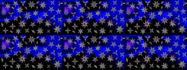 Çiçek desenli eskiz. Gömlek baskısı için çiçek boyası. Mavi renkte çiçekler.