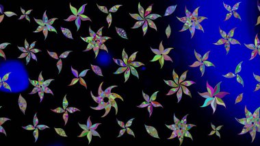 Raster illüstrasyonu. Çiçekli karalama şeklinde Raster çiçek deseni. Nazikçe, yaz çiçekleri siyah renklerde.