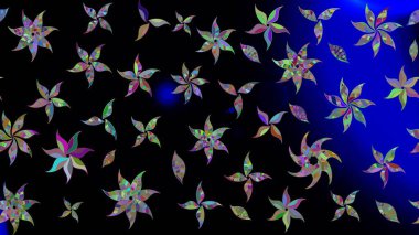 Renkli Bahar Teması eskiz kalıbı. Güzel çiçek deseni. Düz Çiçek Elementleri Tasarımı. Siyah renkte çiçekler.