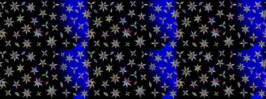 Siyah renkli şirin çiçek deseni. Düz Çiçek Elementleri Tasarımı. Raster Modaya uygun kumaş deseni. Renkli Bahar Teması çizim şablonu.