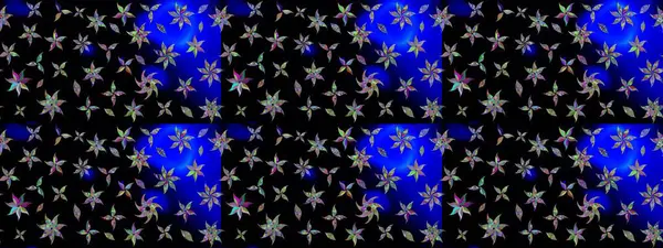 Siyah renkli çiçekler. Hediye ambalaj kağıdı, tebrik kartları, posterler ve pankart tasarımı. Raster düz çiçek çizim deseni.